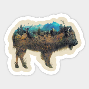 Buffalo Bison Surrealism Sticker