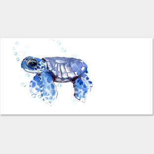 Sea Turtle, cute Turtle Blue turtle Posters and Art