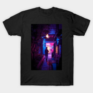 Walking alone in the narrow alleyway of Tokyo T-Shirt