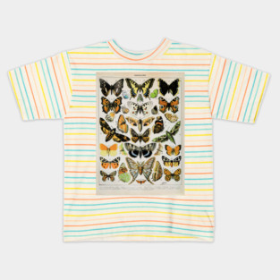 Papillon III Vintage French Butterfly & Moth Chart by Adolphe Millot Kids T-Shirt