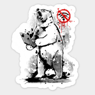 No internet connection - Angry bear Sticker