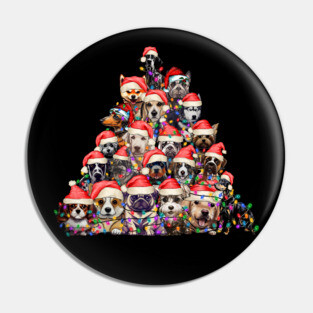 Merry Dogmas Cute Puppies Christmas Tree Funny Dog Lover Christmas Gift Pin