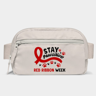 Stay Pawsitive Red Ribbon Week Awareness 2022 Anti Drug Free Cat Dog Pet Paw Bag