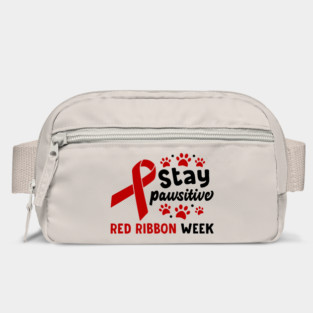 Stay Pawsitive Red Ribbon Week Awareness 2022 Anti Drug Free Cat Dog Pet Paw Bag