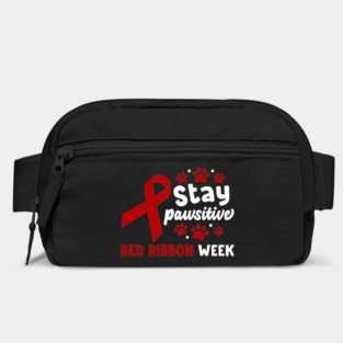Stay Pawsitive Red Ribbon Week Awareness 2022 Anti Drug Free Cat Dog Pet Paw Bag