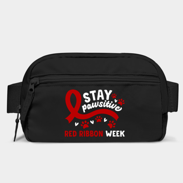 Stay Pawsitive Red Ribbon Week Awareness 2022 Anti Drug Free Cat Dog Pet Paw by Tshirtiz