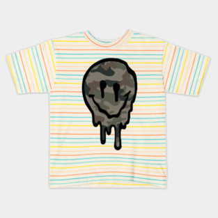 Camoflage Drippy Smiley Face Kids T-Shirt