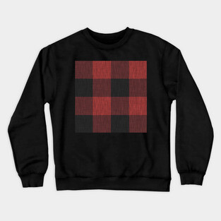 Red and Black Textured Buffalo Plaid Crewneck Sweatshirt