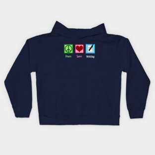 Peace Love Writing Kids Hoodie