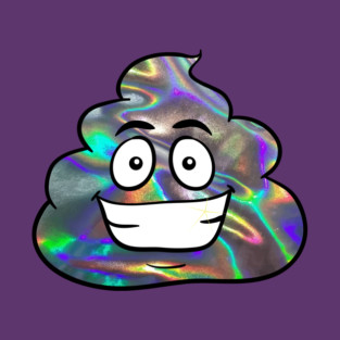 hologram print poop emoji T-Shirt