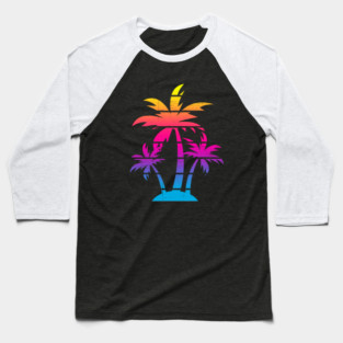 Colorful Palm Tree Beach Baseball T-Shirt