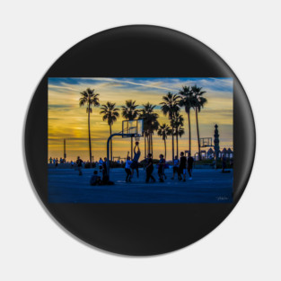 Sunset Basketball Game at Venice Beach, California, USA. Pin