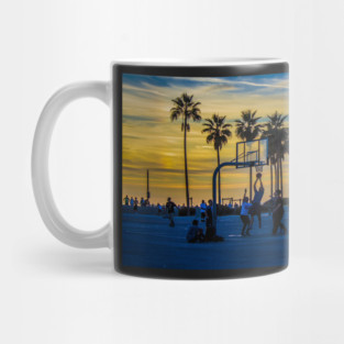 Sunset Basketball Game at Venice Beach, California, USA. Mug