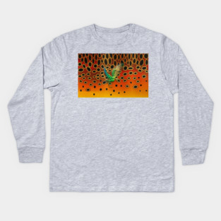 Brown Trout Camo May Fly Texture Kids Long Sleeve T-Shirt