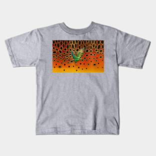 Brown Trout Camo May Fly Texture Kids T-Shirt