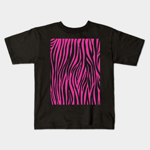 Hot Pink and Black Zebra Print Stripes Zebra Kids T-Shirt