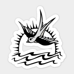 Sparrow Tattoo Black and White Sticker