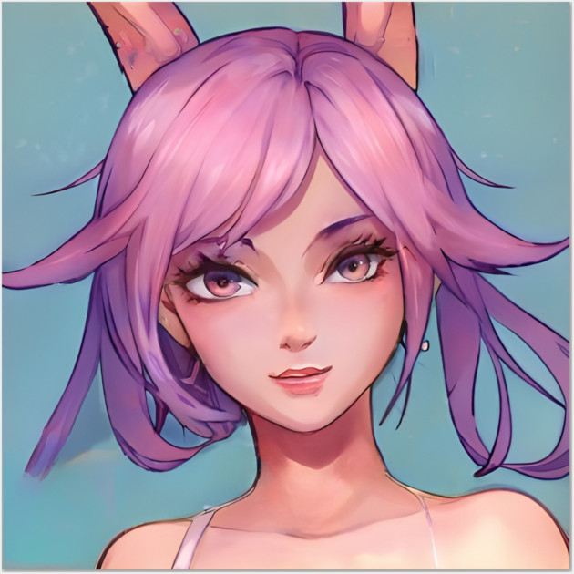 Purple hair anime girl Wall Art by animegirlnft