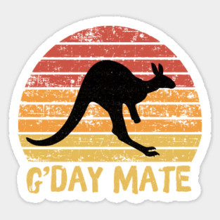 G'day Mate Retro Kangaroo Sticker
