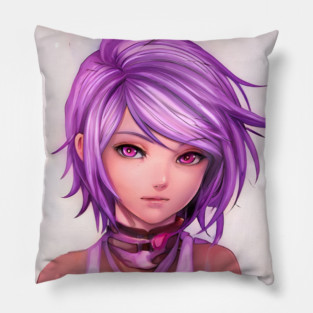 Purple Hair Anime Girl Pillow