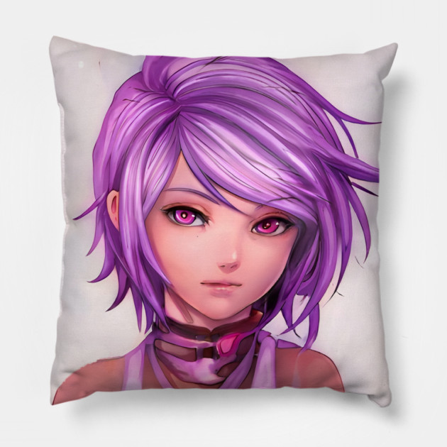Purple Hair Anime Girl Pillow by animegirlnft