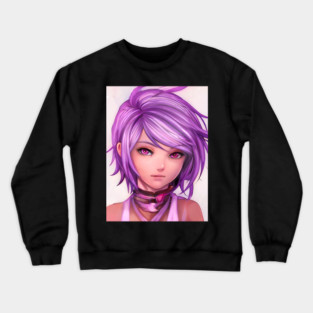 Purple Hair Anime Girl Crewneck Sweatshirt