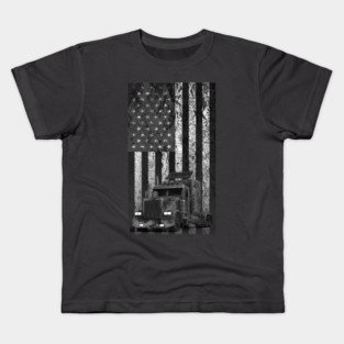 American Flag Trucker Kids T-Shirt