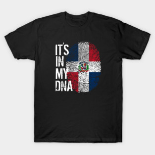 Dominican republic Flag Fingerprint My Story DNA Santo Domingo Domrep T-Shirt