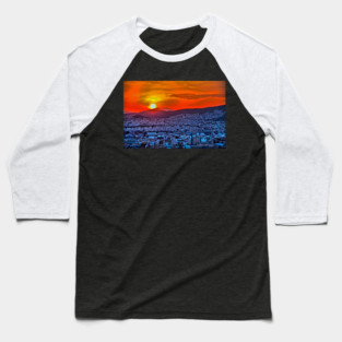 Greece. Athens. City at the sunset in psychedelic colors. Baseball T-Shirt