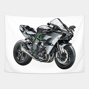 H2R Bike Illustration Tapestry