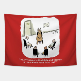 Funny Rudolph the Red Nosed Reindeer cartoon Tapestry