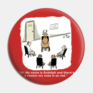 Funny Rudolph the Red Nosed Reindeer cartoon Pin