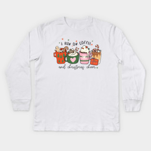 I Run on Coffee and Christmas Cheer Kids Long Sleeve T-Shirt