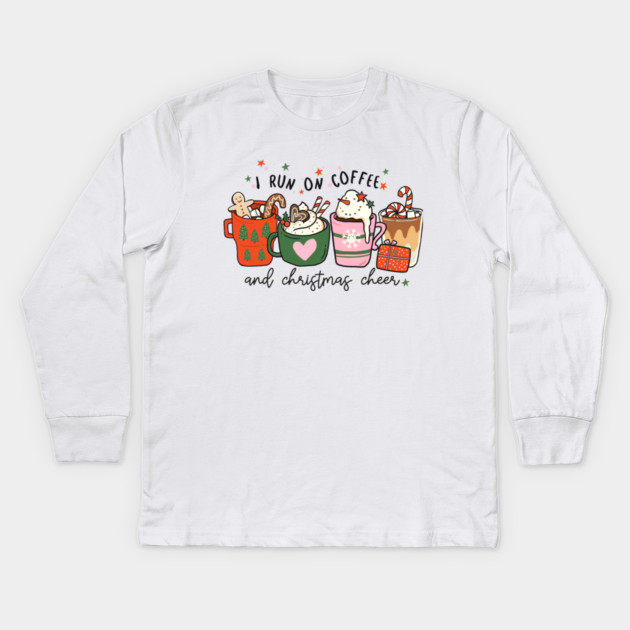 I Run on Coffee and Christmas Cheer Kids Long Sleeve T-Shirt by MCAL Tees