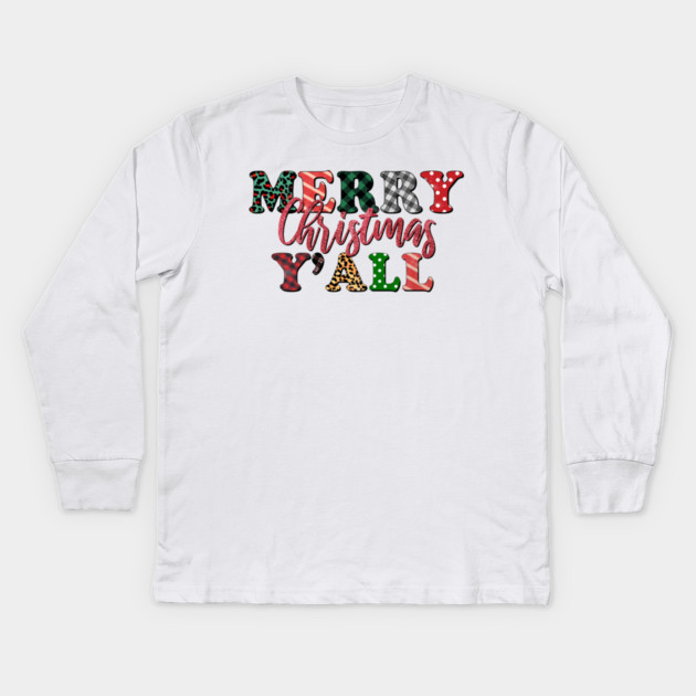 Merry Christmas Ya'll Kids Long Sleeve T-Shirt by MCALTees