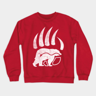 Native American Bear Paws White Print Crewneck Sweatshirt