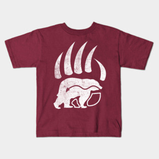 Native American Bear Paws White Print Kids T-Shirt