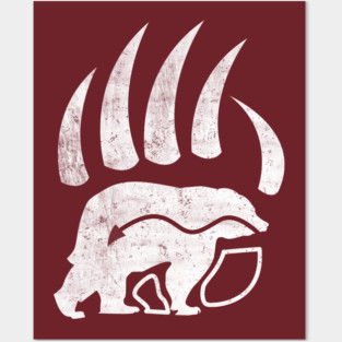 Native American Bear Paws White Print Posters and Art