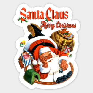 Santa Clause for Train Fans Merry Christmas and Children of all Ages Sticker