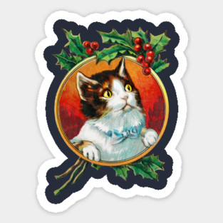 Vintage Christmas Cat Sweater Sticker