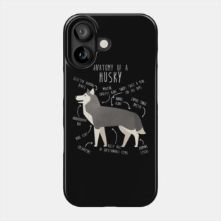 Grey Siberian Husky Dog Anatomy Phone Case