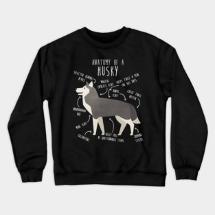 Grey Siberian Husky Dog Anatomy Crewneck Sweatshirt