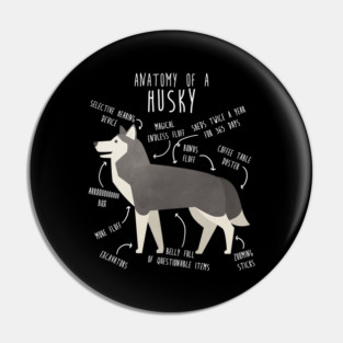 Grey Siberian Husky Dog Anatomy Pin