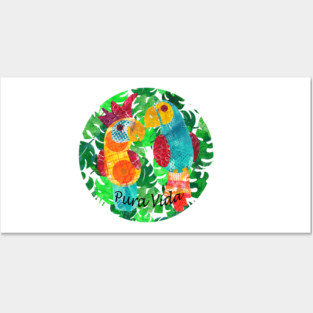 Pura vida - colorful parrot and cockatoo Posters and Art