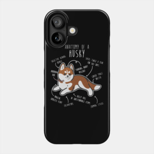 Red Siberian Husky Dog Anatomy Phone Case