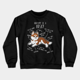 Red Siberian Husky Dog Anatomy Crewneck Sweatshirt