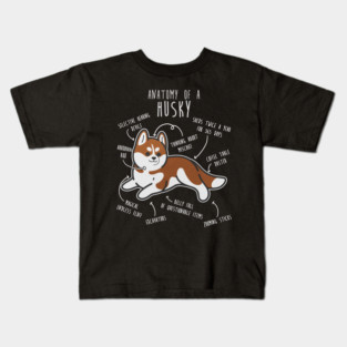 Red Siberian Husky Dog Anatomy Kids T-Shirt