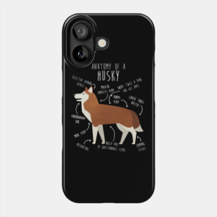 Red Siberian Husky Dog Anatomy Phone Case
