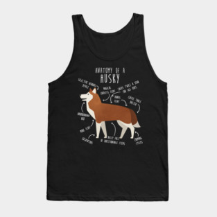 Red Siberian Husky Dog Anatomy Tank Top