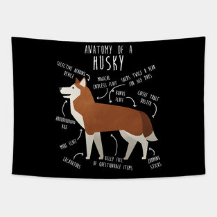 Red Siberian Husky Dog Anatomy Tapestry